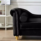 Chaise longue en velours Laurel GDFStudio avec pieds en métal et rangement