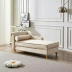 Chaise longue en velours Laurel GDFStudio avec pieds en métal et rangement