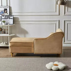 Chaise longue en velours Laurel GDFStudio avec pieds en métal et rangement