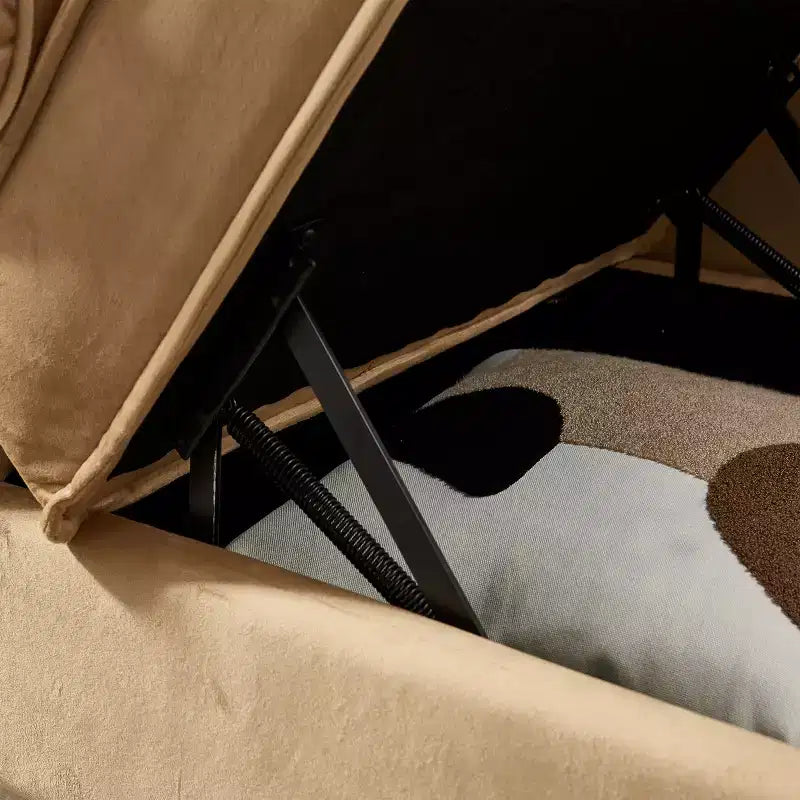 Chaise longue en velours Laurel GDFStudio avec pieds en métal et rangement