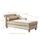 Chaise longue en velours Laurel GDFStudio avec pieds en métal et rangement