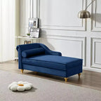 Chaise longue en velours Laurel GDFStudio avec pieds en métal et rangement