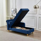 Chaise longue en velours Laurel GDFStudio avec pieds en métal et rangement