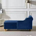 Chaise longue en velours Laurel GDFStudio avec pieds en métal et rangement