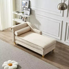 Chaise longue en velours Laurel GDFStudio avec pieds en métal et rangement