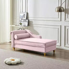 Chaise longue en velours Laurel GDFStudio avec pieds en métal et rangement