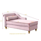 Chaise longue en velours Laurel GDFStudio avec pieds en métal et rangement