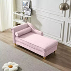 Chaise longue en velours Laurel GDFStudio avec pieds en métal et rangement