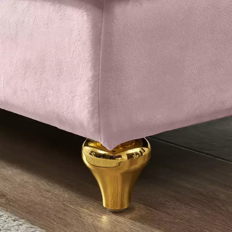 Chaise longue en velours Laurel GDFStudio avec pieds en métal et rangement