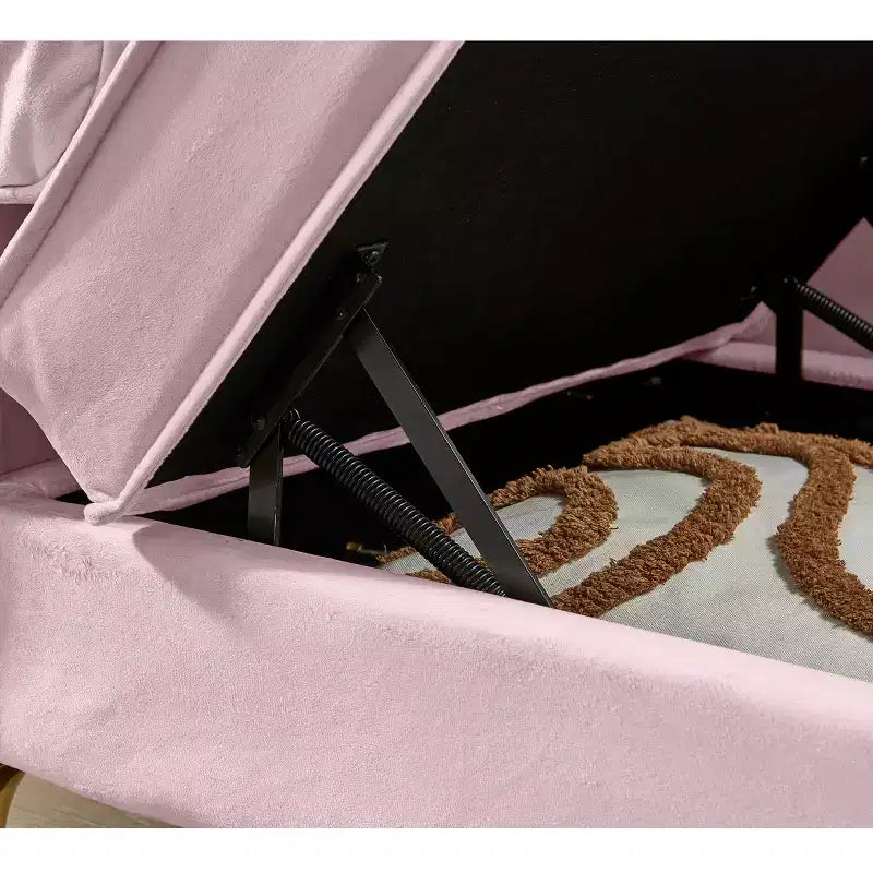 Chaise longue en velours Laurel GDFStudio avec pieds en métal et rangement