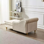 Chaise longue en velours Laurel GDFStudio avec pieds en métal et rangement