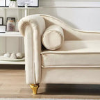 Chaise longue en velours Laurel GDFStudio avec pieds en métal et rangement