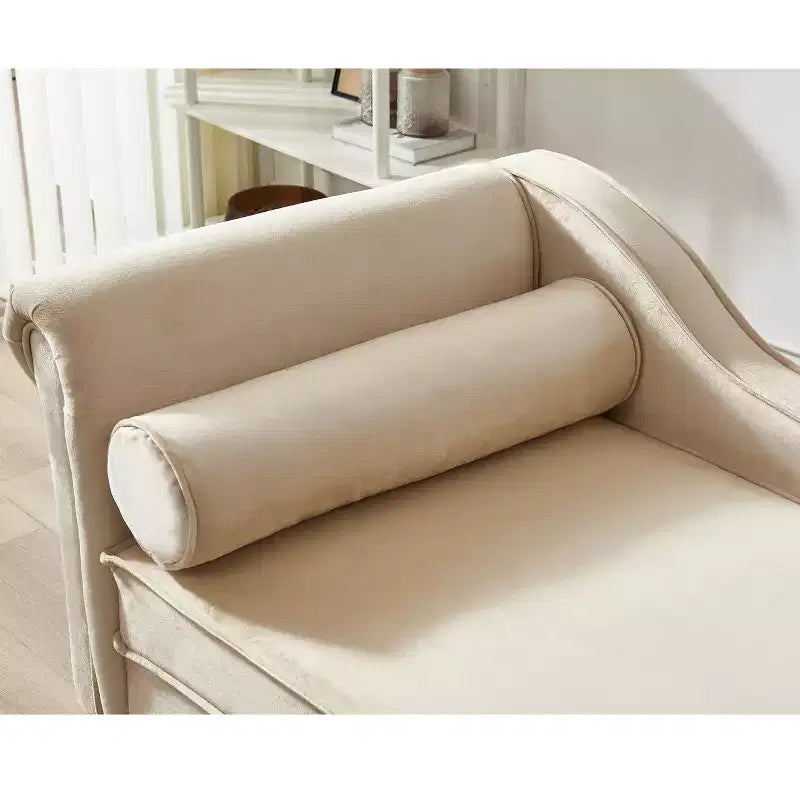 Chaise longue en velours Laurel GDFStudio avec pieds en métal et rangement