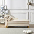 GDFStudio Laurel Velvet Chaise Lounge with Metal Legs and Storage
