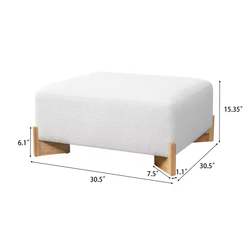 Pouf carré moderne en bois rembourré en bouclette Thanyarat de Christopher Knight Home