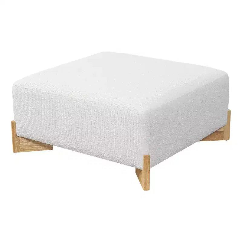 Pouf carré moderne en bois rembourré en bouclette Thanyarat de Christopher Knight Home