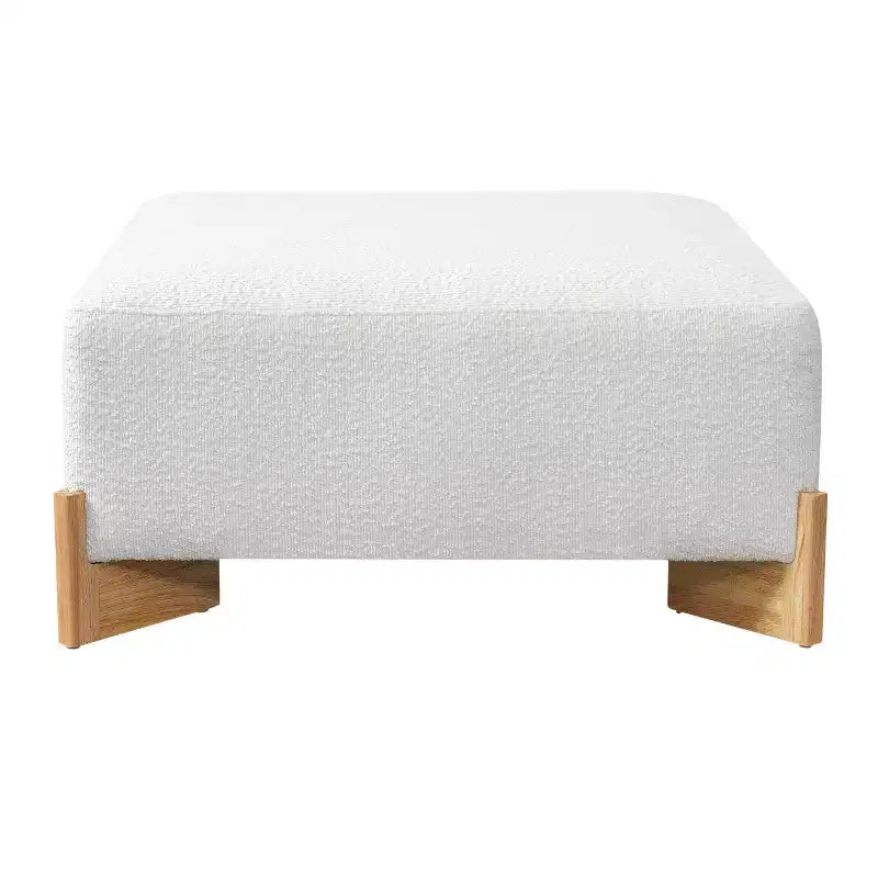 Pouf carré moderne en bois rembourré en bouclette Thanyarat de Christopher Knight Home
