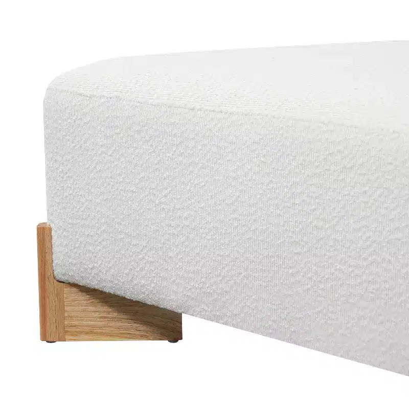Pouf carré moderne en bois rembourré en bouclette Thanyarat de Christopher Knight Home