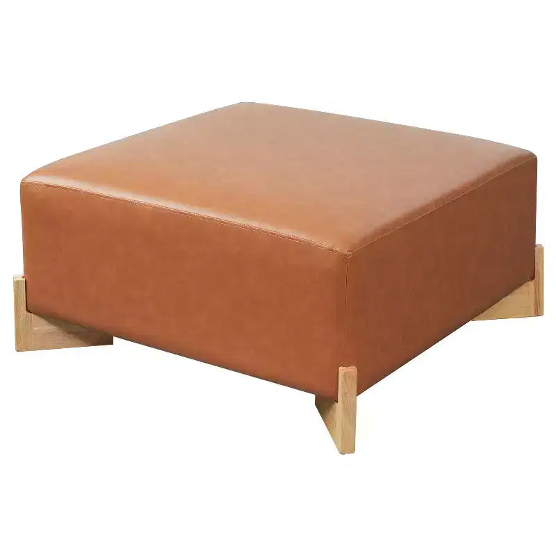 Pouf carré moderne en bois rembourré en bouclette Thanyarat de Christopher Knight Home