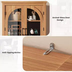 Armoire de rangement de cuisine de 70 po – Garde-manger moderne avec 4 portes en verre arqué et étagères réglables, pour cuisine, salle à manger et salon