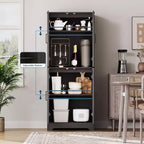 Armoire de rangement de style ferme de 71 po, meuble de rangement en bois à 4 portes avec étagères réglables, armoire de cuisine autoportante pour salle à manger et salon