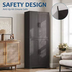 Armoire de rangement de style ferme de 71 po, meuble de rangement en bois à 4 portes avec étagères réglables, armoire de cuisine autoportante pour salle à manger et salon