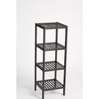4-Tier Bamboo Shelf  Narrow Slatted Bathroom Shelf with Natural Wood Finish, Plant Stand for Bathroom, Kitchen, Entryway, Bedroom, Sunroom