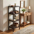 Étagère à 4 niveaux en bambou, Étagère de salle de bain étroite à lattes en bois naturel, Support à plantes pour salle de bain, cuisine, entrée, chambre, véranda
