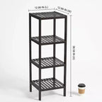 Étagère à 4 niveaux en bambou, Étagère de salle de bain étroite à lattes en bois naturel, Support à plantes pour salle de bain, cuisine, entrée, chambre, véranda