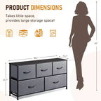 Commode à 5 tiroirs en tissu – Solution de rangement spacieuse – Commode de chambre moderne – Organisateur à cadre métallique – Grands tiroirs amovibles