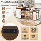 Table à manger extensible GDFStudio Edith et îlot de cuisine roulant avec tiroirs