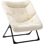 Summit Adventure X Large Faux Fur Saucer Chair Oversized Foldable Comfy Reading Lounge Chair for Adults Teens Navy Blue