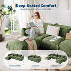 Ensemble de canapé modulaire composé de 2 causeuses, canapé nuage en chenille avec assise profonde, sans structure, pour salon, petit espace