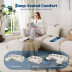 Ensemble de canapé modulaire composé de 2 causeuses, canapé nuage en chenille avec assise profonde, sans structure, pour salon, petit espace