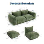 Ensemble de canapé modulaire composé de 2 causeuses, canapé nuage en chenille avec assise profonde, sans structure, pour salon, petit espace