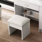 JVNOXK Coiffeuse blanche avec miroir lumineux et chaise, 5 tiroirs, étagères ouvertes, ensemble de coiffeuse avec éclairage LED réglable 3 couleurs