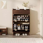 Meuble à chaussures moderne et étroit de 48 pouces de haut, à 2 abattants, avec tiroir de rangement et étagères réglables pour l'entrée et le salon