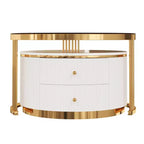 Table basse gigogne ronde moderne Whisen avec tiroirs de rangement et plateau en verre trempé, 2 pièces