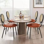 Lot de 4 chaises de salle à manger en rotin. Chaises de cuisine modernes rembourrées avec coussins épais et pieds en métal. Idéales pour les petits espaces.