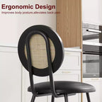 Lot de 4 chaises de salle à manger en rotin. Chaises de cuisine modernes rembourrées avec coussins épais et pieds en métal. Idéales pour les petits espaces.