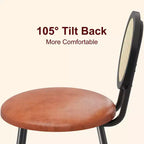 Lot de 4 chaises de salle à manger en rotin. Chaises de cuisine modernes rembourrées avec coussins épais et pieds en métal. Idéales pour les petits espaces.