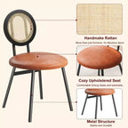 Lot de 4 chaises de salle à manger en rotin. Chaises de cuisine modernes rembourrées avec coussins épais et pieds en métal. Idéales pour les petits espaces.
