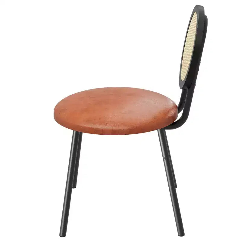 Lot de 4 chaises de salle à manger en rotin. Chaises de cuisine modernes rembourrées avec coussins épais et pieds en métal. Idéales pour les petits espaces.