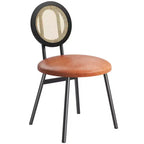 Lot de 4 chaises de salle à manger en rotin. Chaises de cuisine modernes rembourrées avec coussins épais et pieds en métal. Idéales pour les petits espaces.