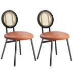 Rattan Dining Chairs Set of 4. Modern Upholstered Kitchen Chairs with Thick Cushions & Metal Legs. Ideal for Small Spaces