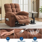 Fauteuil inclinable massant et chauffant pour adultes, canapé simple surdimensionné et rembourré, siège extra large et moelleux, pour salon et cinéma maison