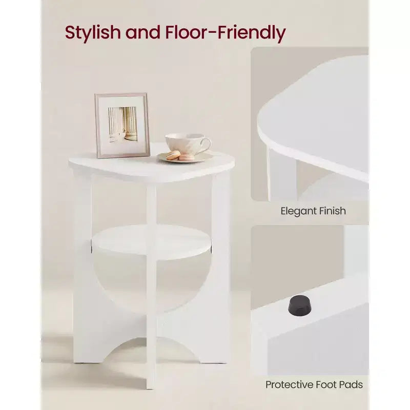 Table d'appoint VASAGLE, petite table de bout à 2 niveaux, table de chevet avec étagère inférieure pour petits espaces, salon, chambre
