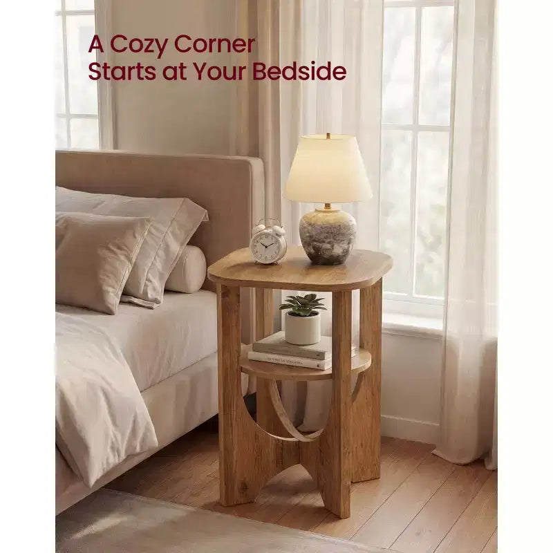 Table d'appoint VASAGLE, petite table de bout à 2 niveaux, table de chevet avec étagère inférieure pour petits espaces, salon, chambre