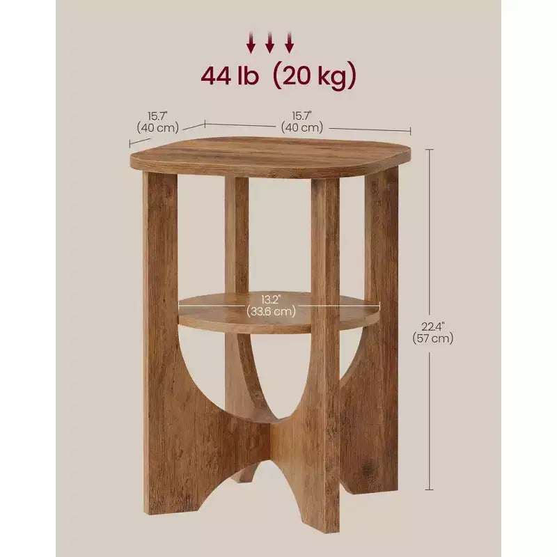 Table d'appoint VASAGLE, petite table de bout à 2 niveaux, table de chevet avec étagère inférieure pour petits espaces, salon, chambre