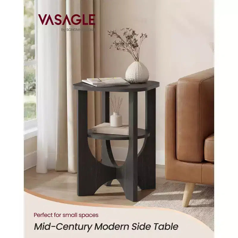 Table d'appoint VASAGLE, petite table de bout à 2 niveaux, table de chevet avec étagère inférieure pour petits espaces, salon, chambre